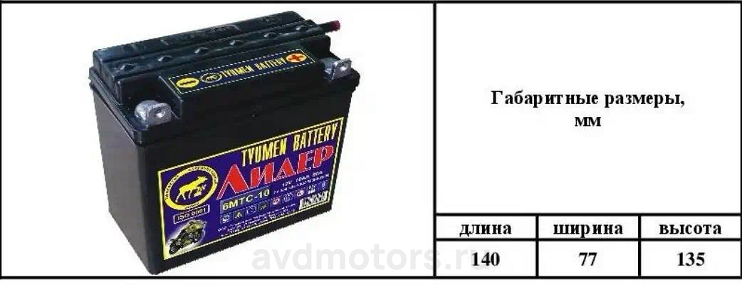 6МТС10 — Аккумулятор мото TYUMEN